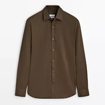 Рубашка Massimo Dutti Wide-fit Cotton - Studio, хаки