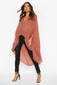 Рубашка макси оверсайз из добби шифона Boohoo, роза