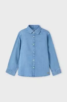 Рубашка Mayoral из хлопкового денима, синий