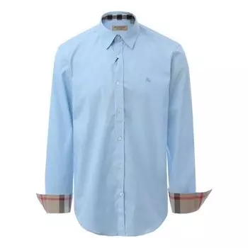 Рубашка men's cotton classic long sleeves shirt blue Burberry, голубой