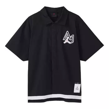 Рубашка men's logo embroidered casual short sleeve shirt black Air Jordan, мультиколор