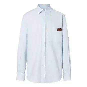 Рубашка men's oxford cotton long sleeves shirt light blue Burberry, голубой