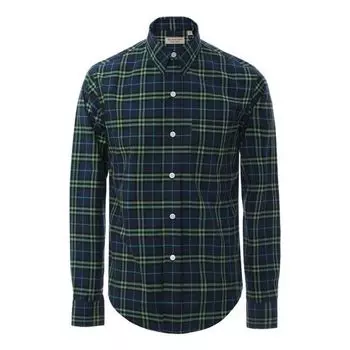 Рубашка men's plaid long sleeves shirt blue green plaid Burberry, зеленый