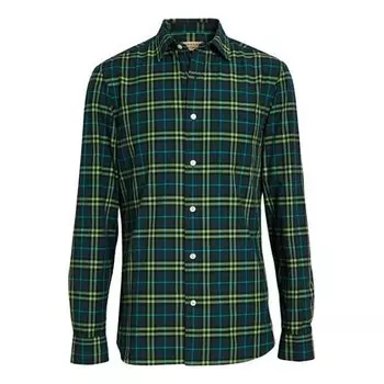 Рубашка men's plaid long sleeves shirt blue green Burberry, зеленый
