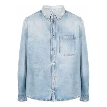 Рубашка men's ss21 lapel buckle long sleeves blue shirt Off-White, синий