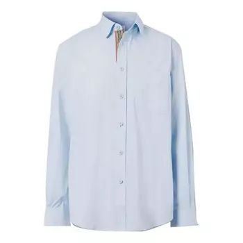 Рубашка men's ss21 logo pattern cotton long sleeves classic shirt light blue Burberry, голубой