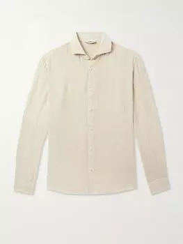 Рубашка Mercer Slim-Fit из окрашенного в готовом виде льна ALTEA, бежевый