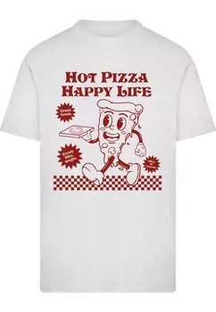 Рубашка Merchcode Hot Pizza Happy Life, белый