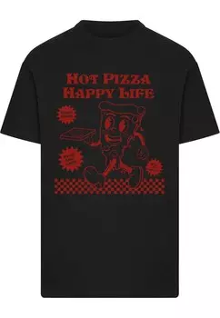 Рубашка Merchcode Hot Pizza Happy Life, черный