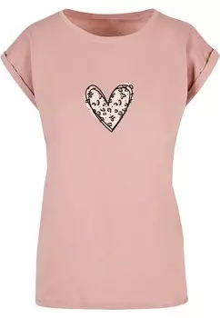 Рубашка Merchcode Valentines Day - Leopard Heart, темно-розовый/пастельно-розовый