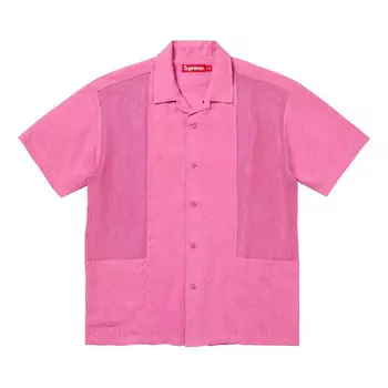 Рубашка mesh panel linen shirt 'pink' Supreme, розовый