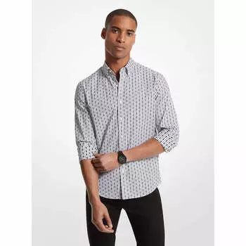 Рубашка Michael Kors Empire Logo Pinstripe Stretch Organic Cotton Oxford, белый