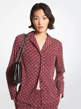 Рубашка Michael Michael Kors Studded Medallion Crushed Crepe Pajama, бордовый