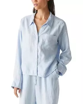 Рубашка Michael Stars Gracie Crop Button Down Shirt, цвет Water