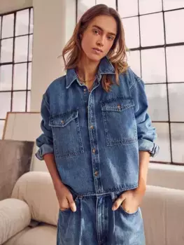 Рубашка Mint Velvet Cropped Denim, синий