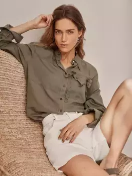 Рубашка Mint Velvet Eyelet Detail, хаки