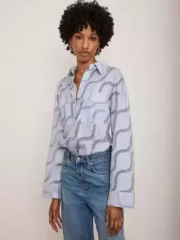 Рубашка Mint Velvet Stripe Jacquard, цвет blue/multi