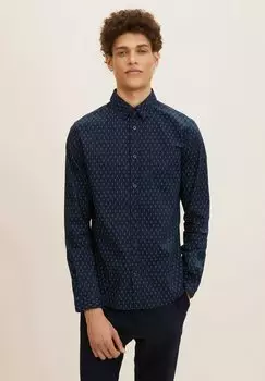 Рубашка MIT ALLOVER-PRINT TOM TAILOR, темно-синий с геометрическим узором