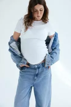 Рубашка Mom в рубчик H&M, белый