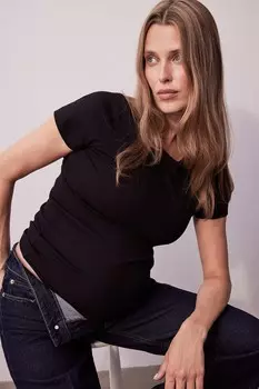 Рубашка Mom в рубчик H&M, черный