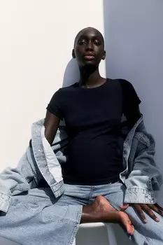 Рубашка Mom в рубчик H&M, синий
