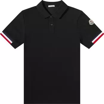 Рубашка Moncler Logo Patch Short-Sleeve Polo Shirt 'Black', черный