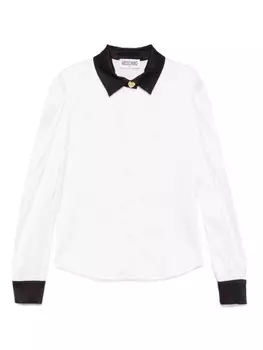 Рубашка Moschino Kids с контрастной отделкой, белый