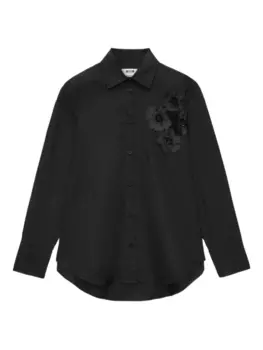 Рубашка MSGM с цветочной аппликацией, черный