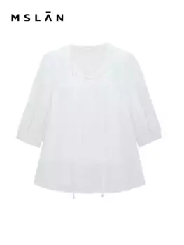 Рубашка MSlan с полым воротником, кремовый