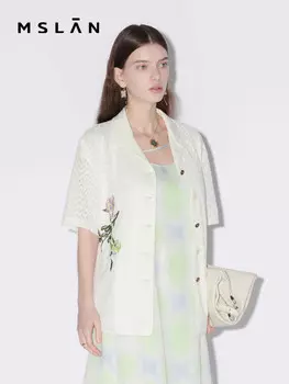 Рубашка Mslan с вышивкой по бокам, миндальный