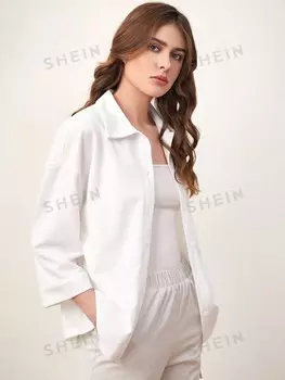 Рубашка Mulvari, с открытыми плечами, нашивка Shein, белый