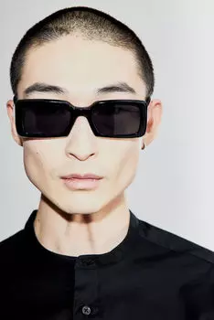 Рубашка muscle fit grandad H&M, черный