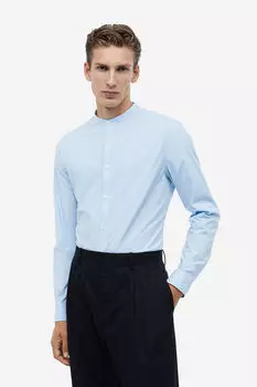 Рубашка muscle fit grandad H&M, синий