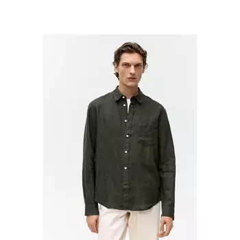 Рубашка мужская Arket льняная, темно-зеленый