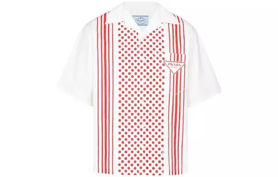 Рубашка мужская белая/красная Prada, белый/красный