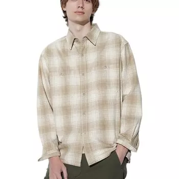 Рубашка мужская бежевая Uniqlo, бежевый