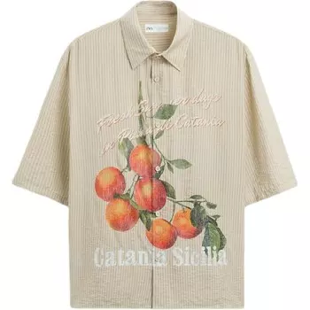 Рубашка мужская бежевая Zara, бежевый