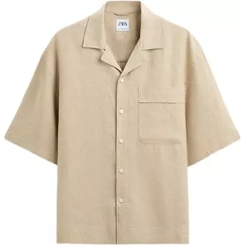 Рубашка мужская бежевая Zara, бежевый