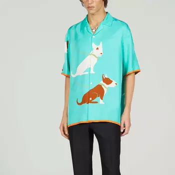 Рубашка мужская бирюзовая Gucci, бирюзовый