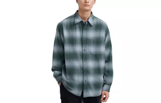 Рубашка мужская бирюзовая Uniqlo, бирюзовый