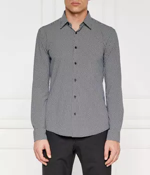Рубашка мужская Boss облегающего кроя с мелким принтом, черный