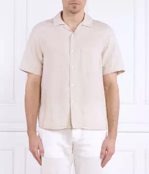 Рубашка мужская Calvin Klein из льна и хлопка с коротким рукавом, экрю