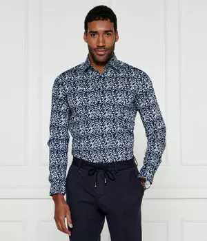 Рубашка мужская Calvin Klein облегающего кроя с принтом, синий