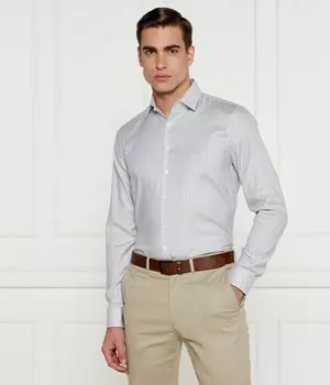 Рубашка мужская Calvin Klein облегающего кроя в полоску, серо-белый