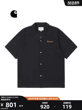 Рубашка мужская Carhartt WIP с буквенным принтом и короткими рукавами, черный