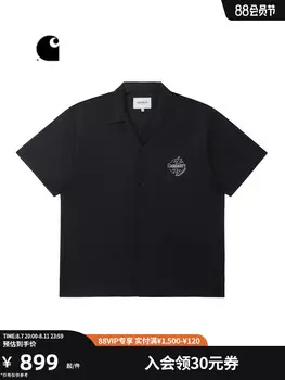 Рубашка мужская Carhartt WIP с буквенным узором и вышивкой, синий