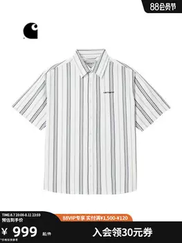 Рубашка мужская Carhartt WIP с логотипом и вышивкой в полоску, синий