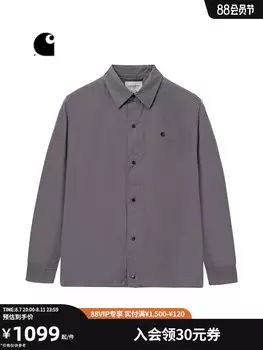 Рубашка мужская Carhartt WIP с вышитым логотипом, серый