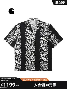 Рубашка мужская Carhartt WIP с вышивкой и цветочным узором, черный