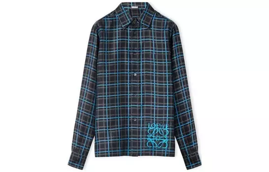 Рубашка мужская черная/серая Loewe, черный